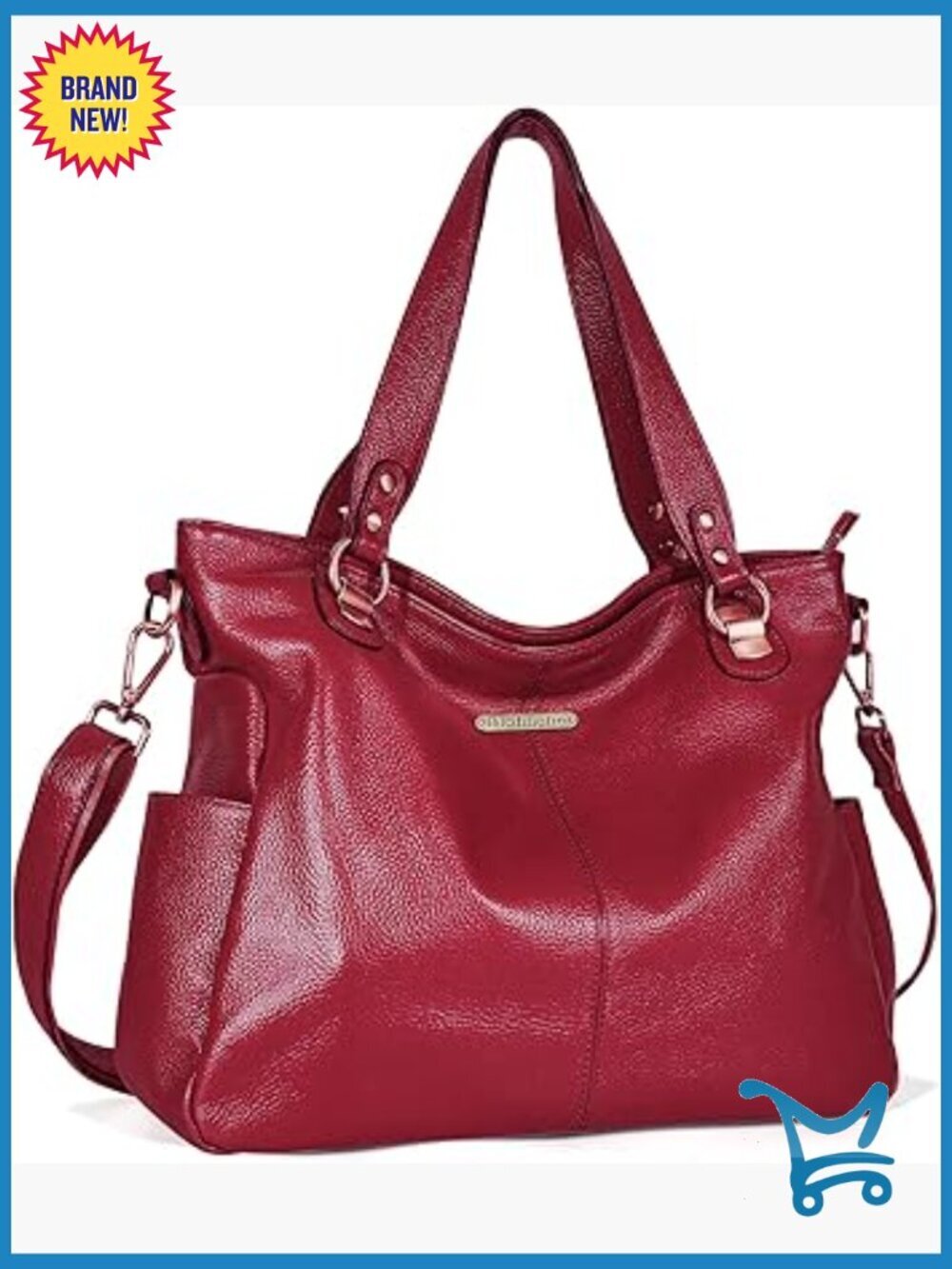 Large Genuine Leather Hobo Tote Bag with Adjustable Strap for Laptop